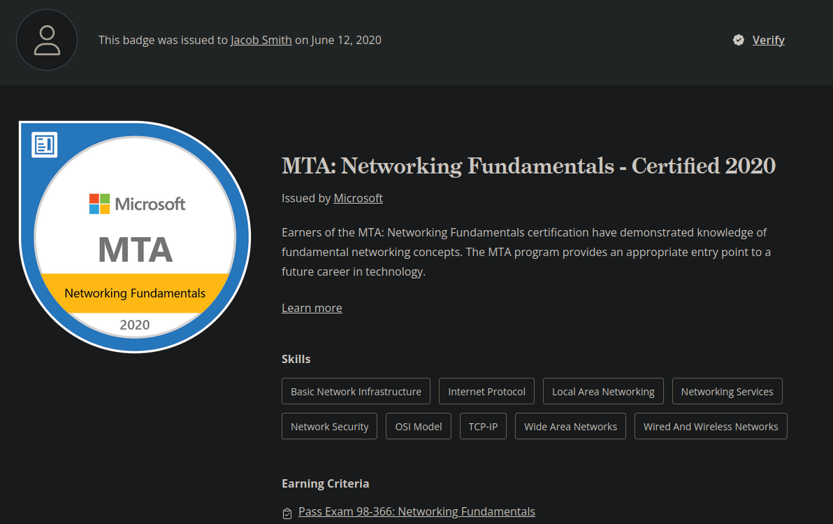 MTA: Network Fundamentals