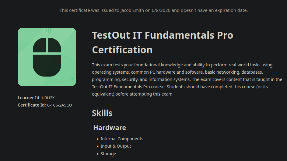 TestOut IT Fundamentals Pro